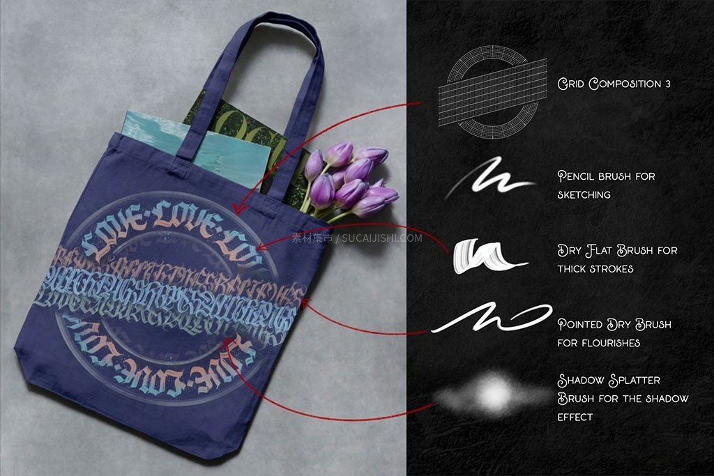 60+Procreate哥特体板写笔刷